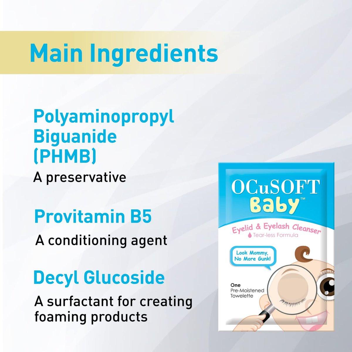 OCuSOFT Baby Augenlid- und Wimpernreiniger, vorgereinigte Tücher, Weiß/Blau, 20 Stück