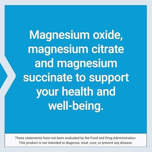 Life Extension Magnesium Kapseln, 500 mg, Magnesiumoxid, -citrat und -succinat, Herzgesundheit, Gesunde Knochen, Stoffwechselunterstützung, 100 vegetarische Kapseln