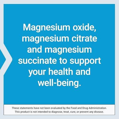 Life Extension Magnesium Kapseln, 500 mg, Magnesiumoxid, -citrat und -succinat, Herzgesundheit, Gesunde Knochen, Stoffwechselunterstützung, 100 vegetarische Kapseln