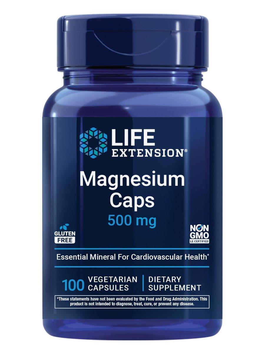 Life Extension Magnesium Kapseln, 500 mg, Magnesiumoxid, -citrat und -succinat, Herzgesundheit, Gesunde Knochen, Stoffwechselunterstützung, 100 vegetarische Kapseln