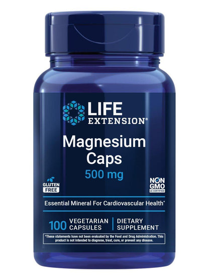 Life Extension Magnesium Kapseln, 500 mg, Magnesiumoxid, -citrat und -succinat, Herzgesundheit, Gesunde Knochen, Stoffwechselunterstützung, 100 vegetarische Kapseln