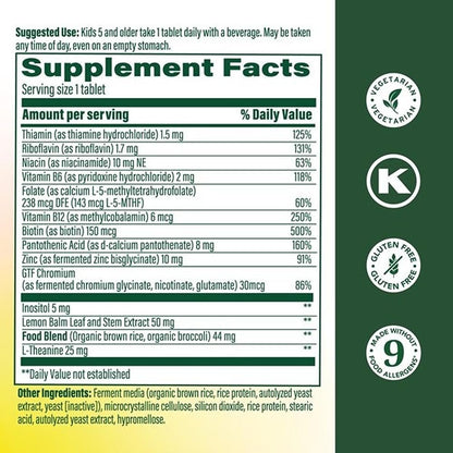 MegaFood Kinder Vitamin B Komplex – mit Vitamin B12 & B6, Folsäure, Biotin, Zink, Melisse, L-Theanin & mehr, unterstützt den zellulären Energiestoffwechsel, vegetarisch, glutenfrei – 30 Mini-Tabletten