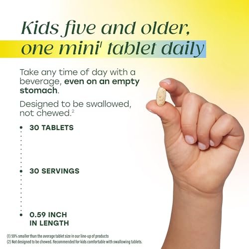 MegaFood Kinder Vitamin B Komplex – mit Vitamin B12 & B6, Folsäure, Biotin, Zink, Melisse, L-Theanin & mehr, unterstützt den zellulären Energiestoffwechsel, vegetarisch, glutenfrei – 30 Mini-Tabletten
