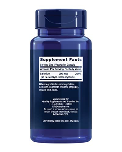 Life Extension Se-Methyl-L-Selenocystein – Fortschrittliches Selen für Antioxidantien-Schutz, Zellgesundheit und gesundes Altern – Vegetarisch, Glutenfrei, Non-GMO, 90 Kapseln
