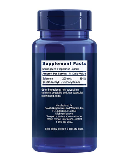 Life Extension Se-Methyl-L-Selenocystein – Fortschrittliches Selen für Antioxidantien-Schutz, Zellgesundheit und gesundes Altern – Vegetarisch, Glutenfrei, Non-GMO, 90 Kapseln