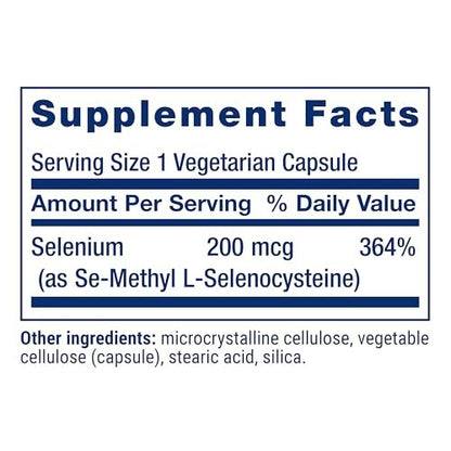 Life Extension Se-Methyl-L-Selenocystein – Fortschrittliches Selen für Antioxidantien-Schutz, Zellgesundheit und gesundes Altern – Vegetarisch, Glutenfrei, Non-GMO, 90 Kapseln