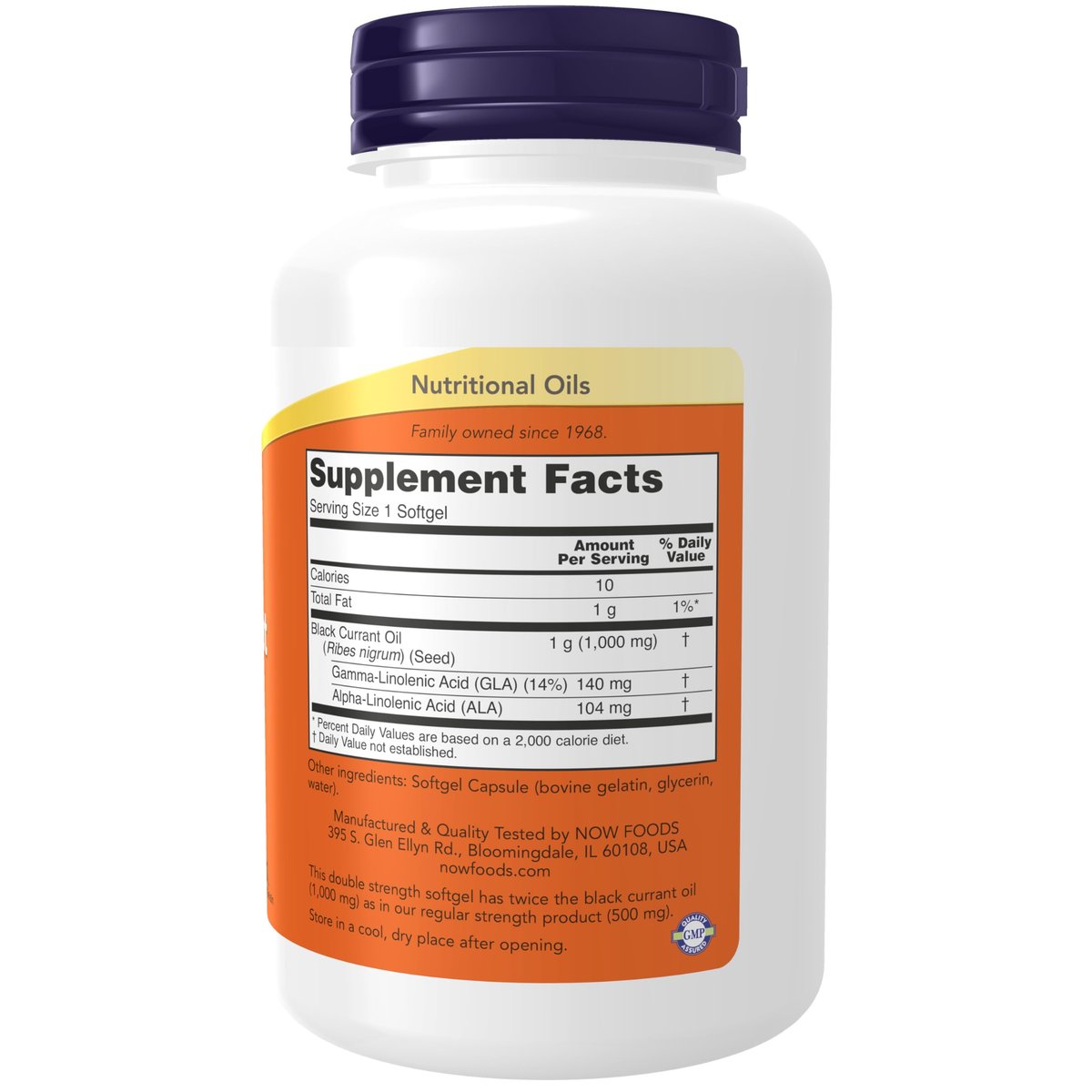NOW Foods Nahrungsergänzungsmittel, Schwarzes Johannisbeeröl 1000 mg Doppelstärke mit 140 mg GLA (Gamma-Linolensäure), 100 Weichkapseln