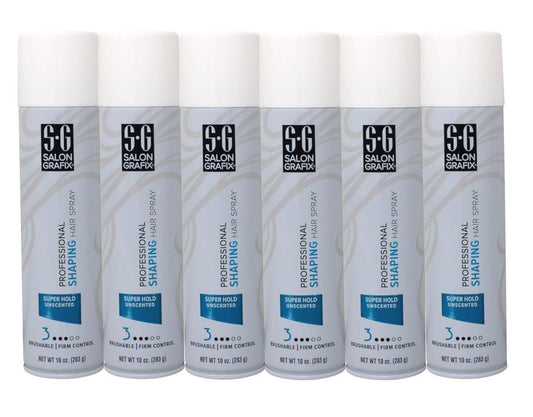 Salon Grafix Shaping Hair Spray Super Halt – Flexibler und bürstenfreundlicher Haarspray für Damen und Herren – Professionelle Qualität – Duftfrei – 10 oz (6er-Pack)