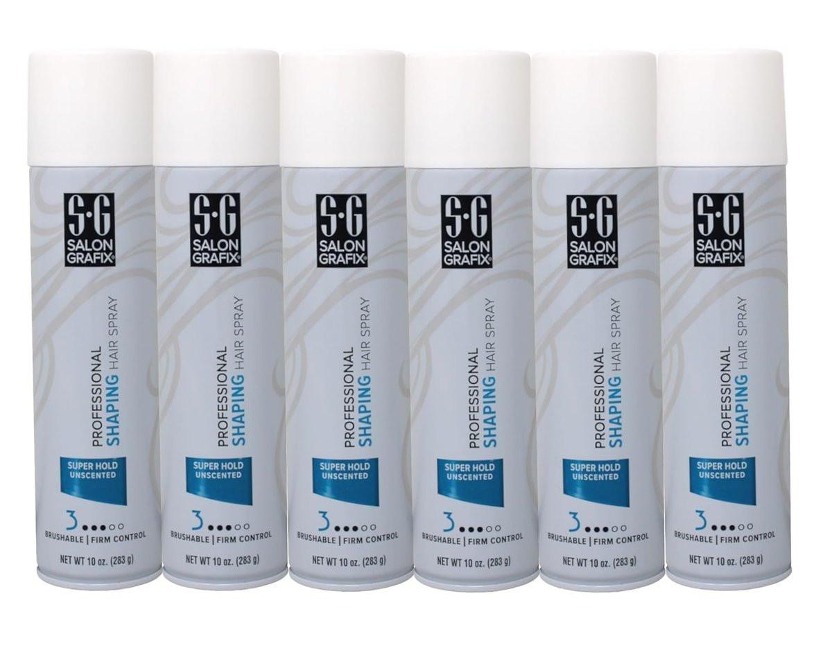 Salon Grafix Shaping Hair Spray Super Halt – Flexibler und bürstenfreundlicher Haarspray für Damen und Herren – Professionelle Qualität – Duftfrei – 10 oz (6er-Pack)