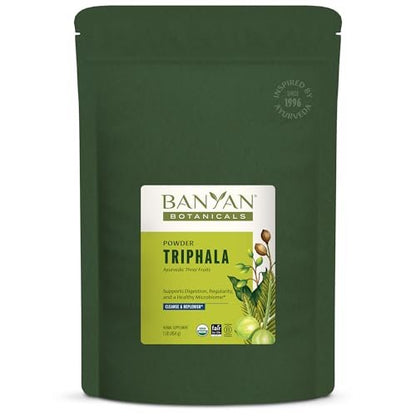 Banyan Botanicals Bio Triphala Pulver – Tägliche Verdauungsunterstützung & sanfte Darmreinigung – Reines Amla, Haritaki & Bibhitaki für Darmmikrobiom & Regelmäßigkeit – 450 g – USDA Bio