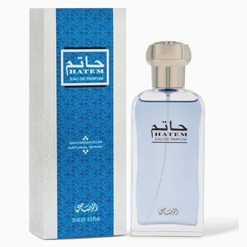 RASASI Hatem Eau de Parfum für Männer & Frauen – 75 ml (2,5 oz) | Orientalische Alchemie | Florientalisch-holziger Duft mit würzigen, holzigen, moschusartigen und Rosennoten