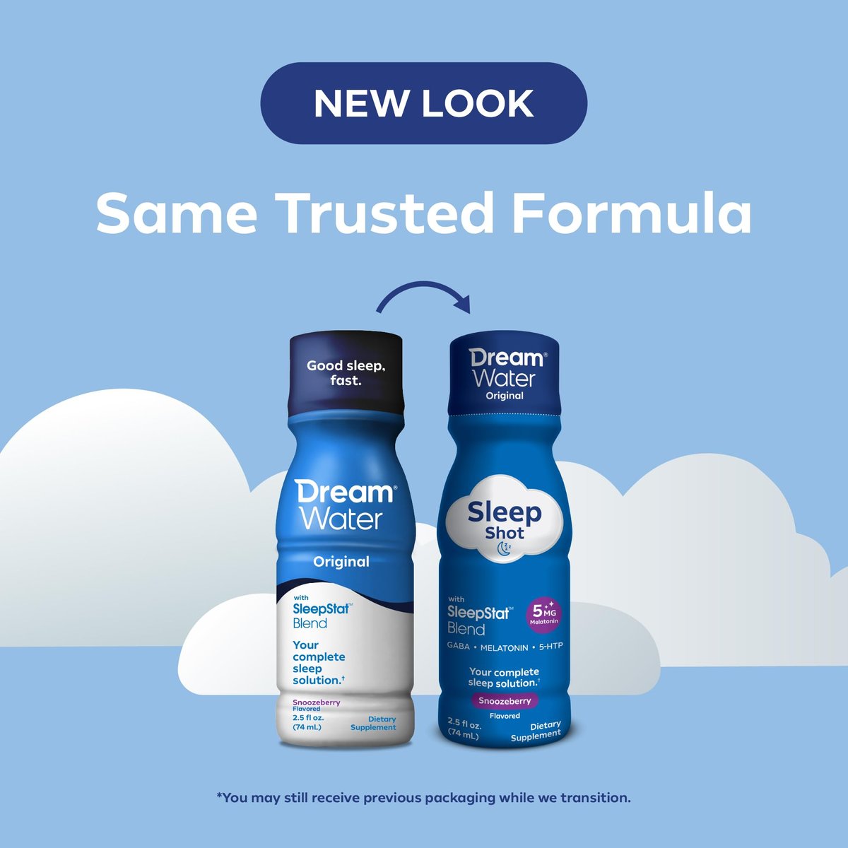 Dream Water Schlafhilfe-Getränk; Melatonin 5mg, GABA, 5-HTP; Zuckerfrei, Natürliche Aromen, Ohne Farbstoffe, 2,5 Flüssigunzen Schlaf-Shots, Snoozeberry, 4er-Pack