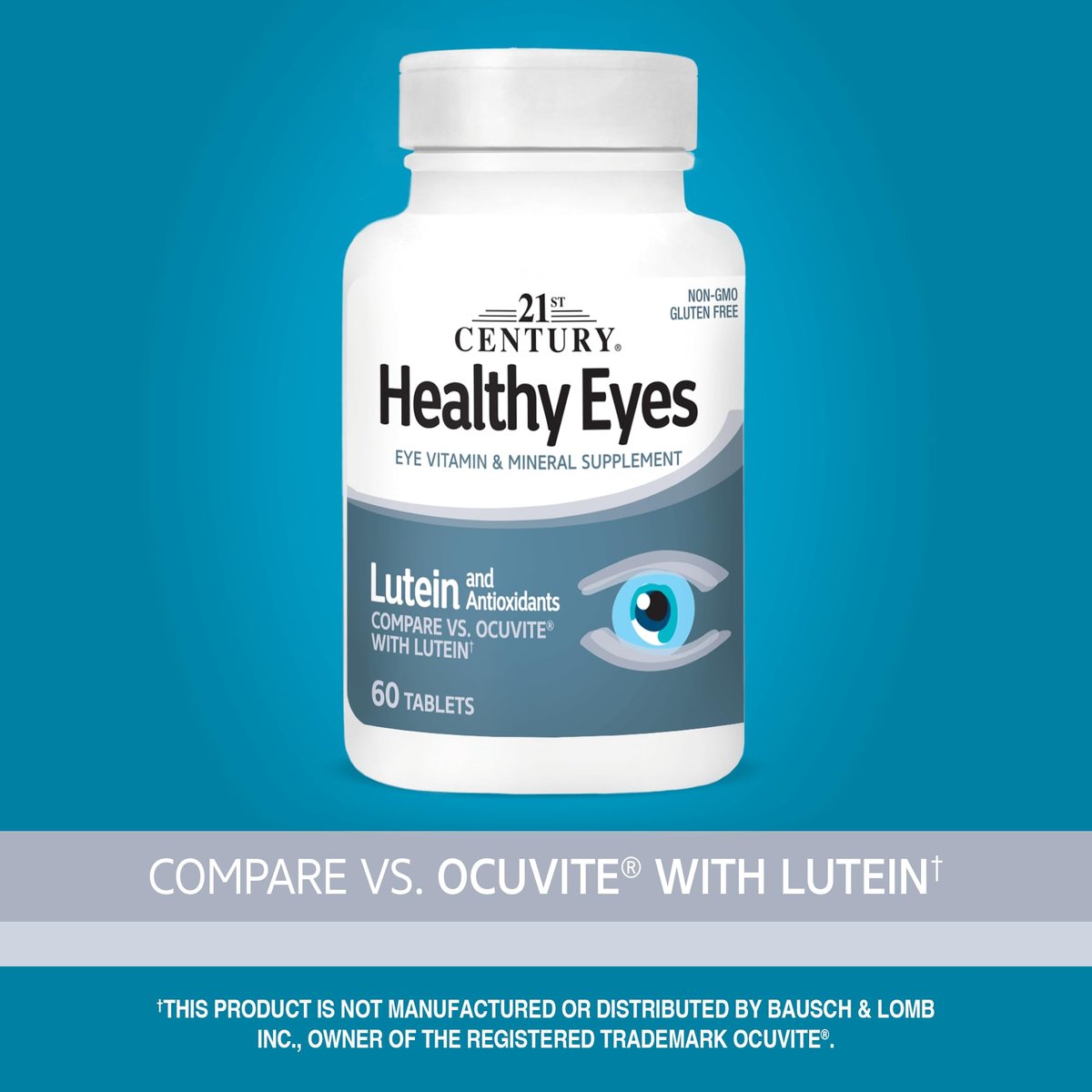 21st Century Healthy Eyes Lutein Augenvitamin - 60 Tagesportionen - Sehkraft & Makula-Unterstützung mit Antioxidantien, Zink & Vitaminen A, C, E - Nicht-GVO - Seit über 34 Jahren vertrauenswürdige Marke
