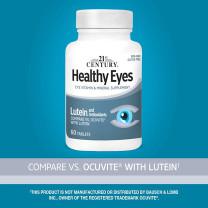 21st Century Healthy Eyes Lutein Augenvitamin - 60 Tagesportionen - Sehkraft & Makula-Unterstützung mit Antioxidantien, Zink & Vitaminen A, C, E - Nicht-GVO - Seit über 34 Jahren vertrauenswürdige Marke