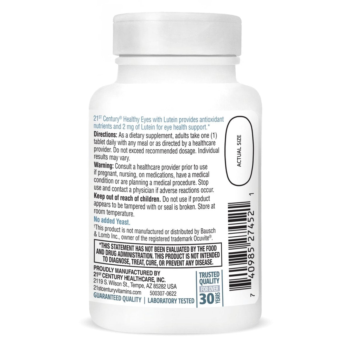 21st Century Healthy Eyes Lutein Augenvitamin - 60 Tagesportionen - Sehkraft & Makula-Unterstützung mit Antioxidantien, Zink & Vitaminen A, C, E - Nicht-GVO - Seit über 34 Jahren vertrauenswürdige Marke