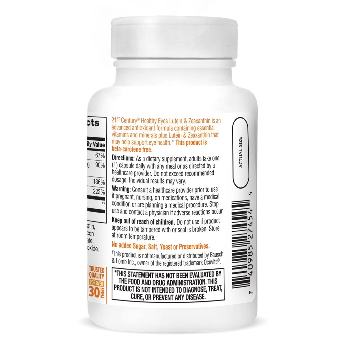 21st Century Gesunde Augen Lutein und Zeaxanthin Kapseln, 60 Stück