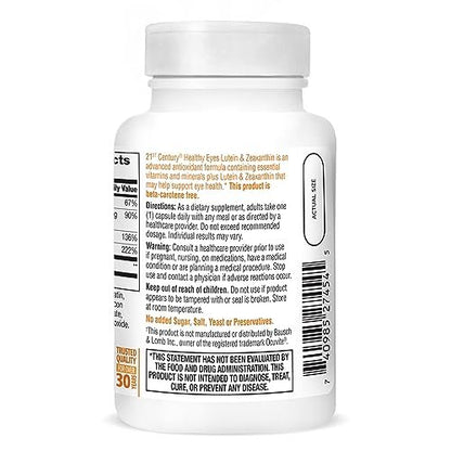 21st Century Gesunde Augen Lutein und Zeaxanthin Kapseln, 60 Stück