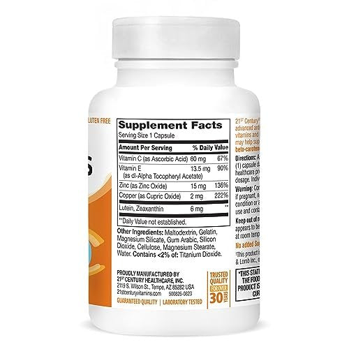 21st Century Gesunde Augen Lutein und Zeaxanthin Kapseln, 60 Stück