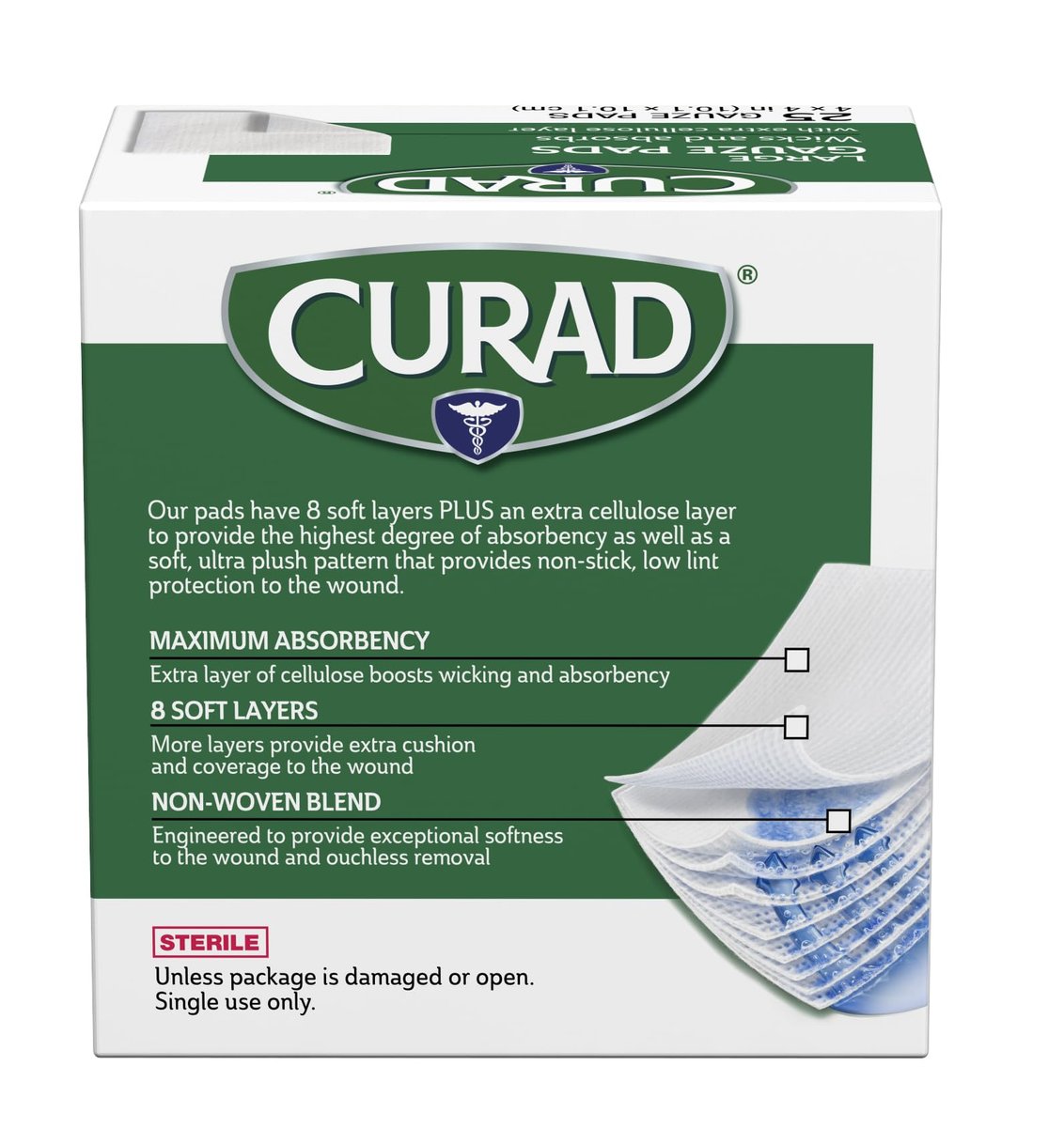 Curad Pro-Gauze Sterile Kompressen 10x10 cm, 25 Stück (Verpackung kann variieren)