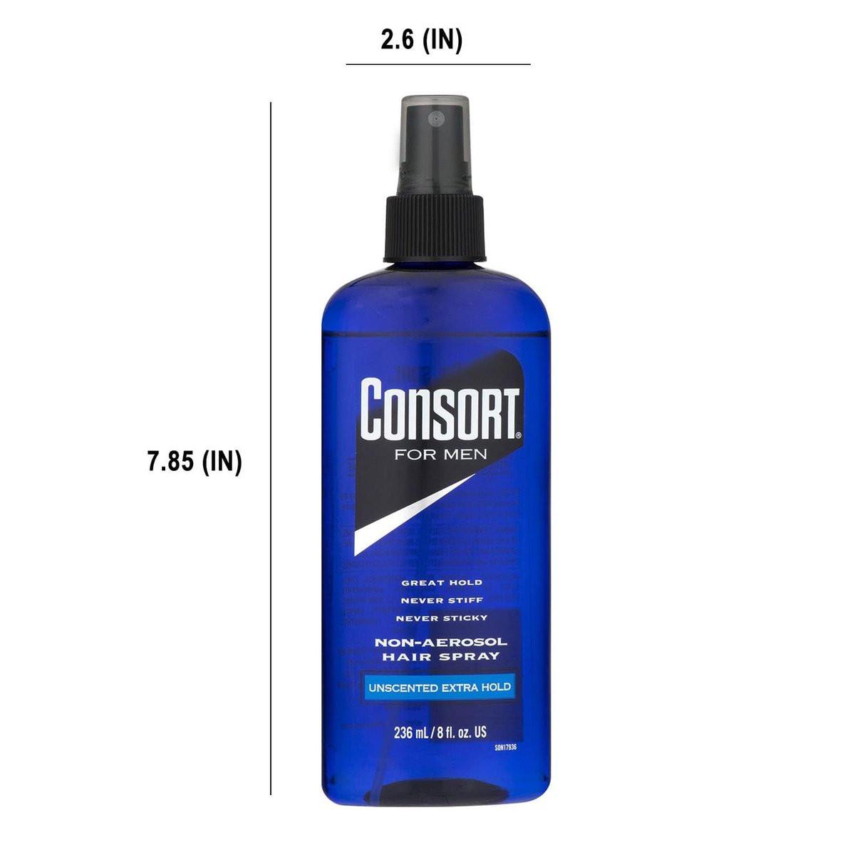 Consort Haarspray für Männer, Extra starker Halt, Duftneutral, Nicht-Aerosol - 8 oz (4er Pack)