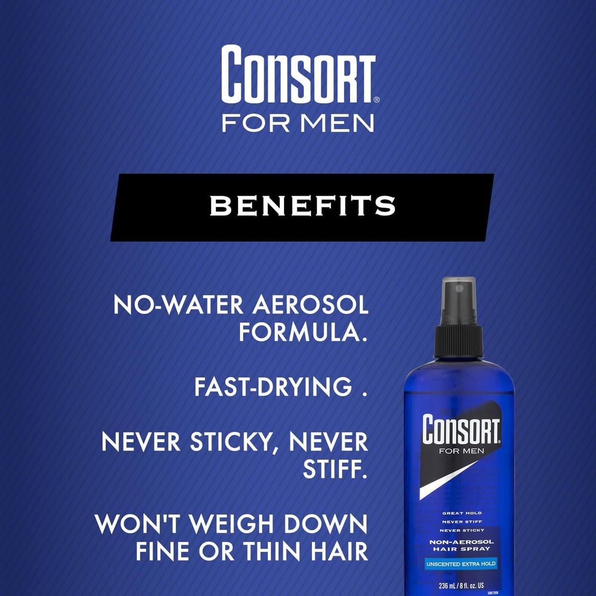 Consort Haarspray für Männer, Extra starker Halt, Duftneutral, Nicht-Aerosol - 8 oz (4er Pack)