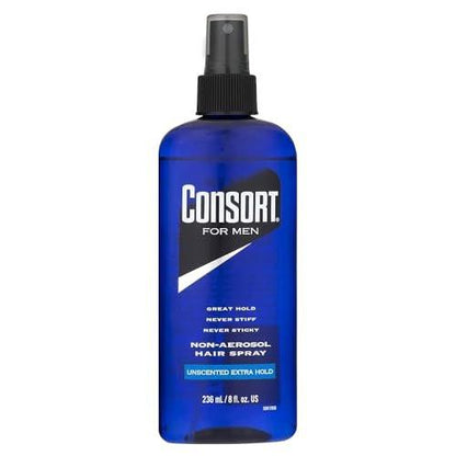Consort Haarspray für Männer, Extra starker Halt, Duftneutral, Nicht-Aerosol - 8 oz (4er Pack)