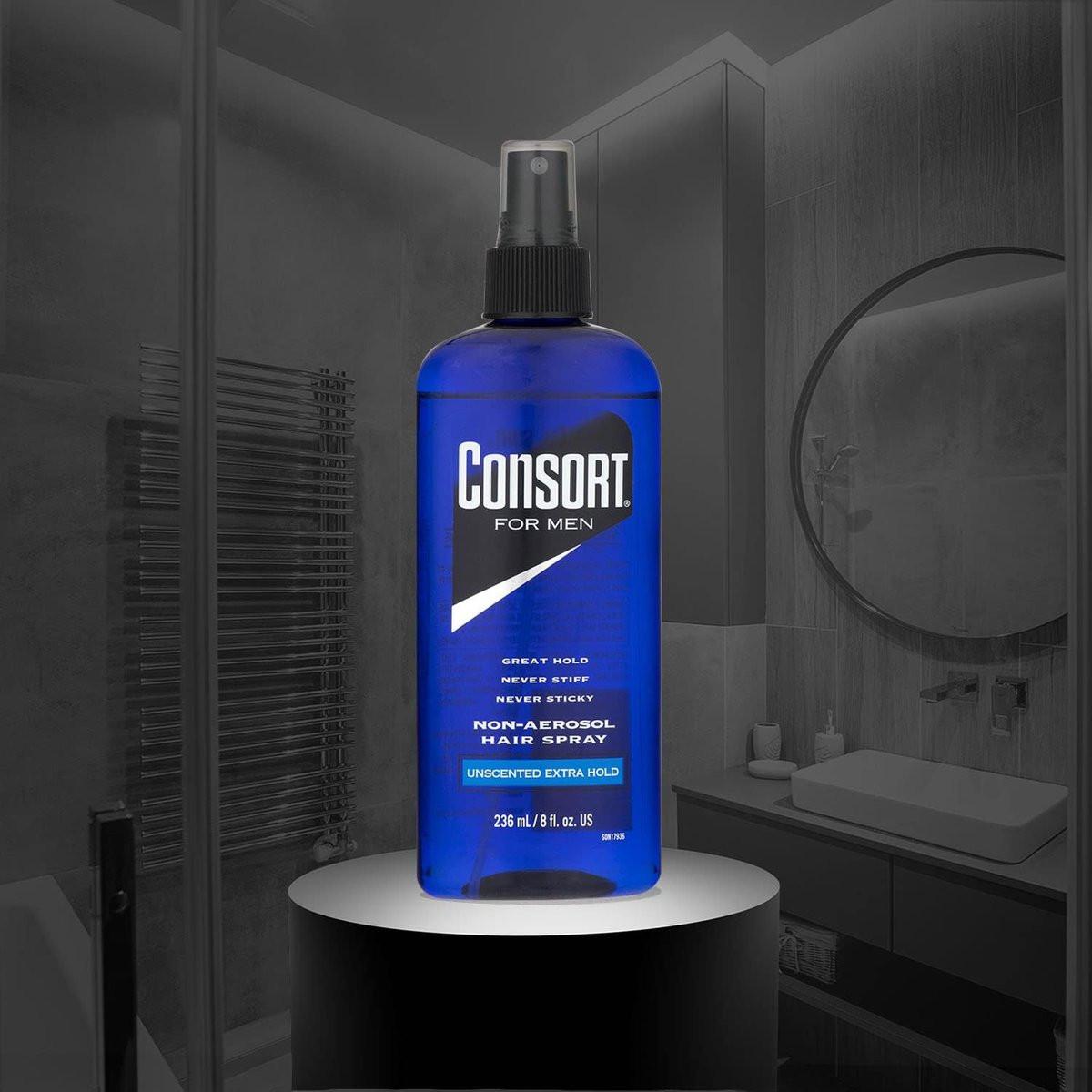 Consort Haarspray für Männer, Extra starker Halt, Duftneutral, Nicht-Aerosol - 8 oz (4er Pack)