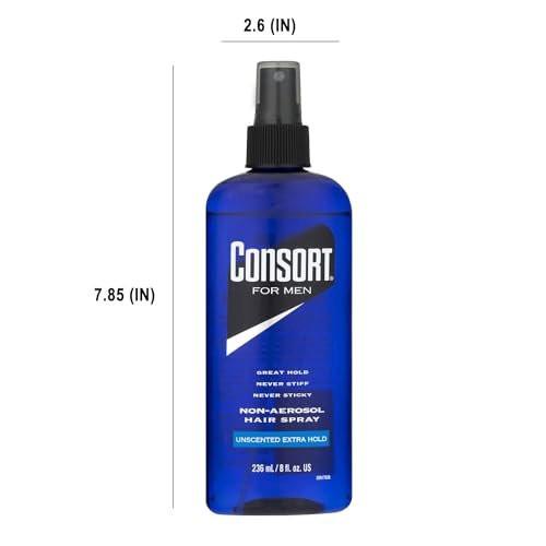Consort Haarspray für Männer, Extra starker Halt, Duftneutral, Nicht-Aerosol - 8 oz (4er Pack)