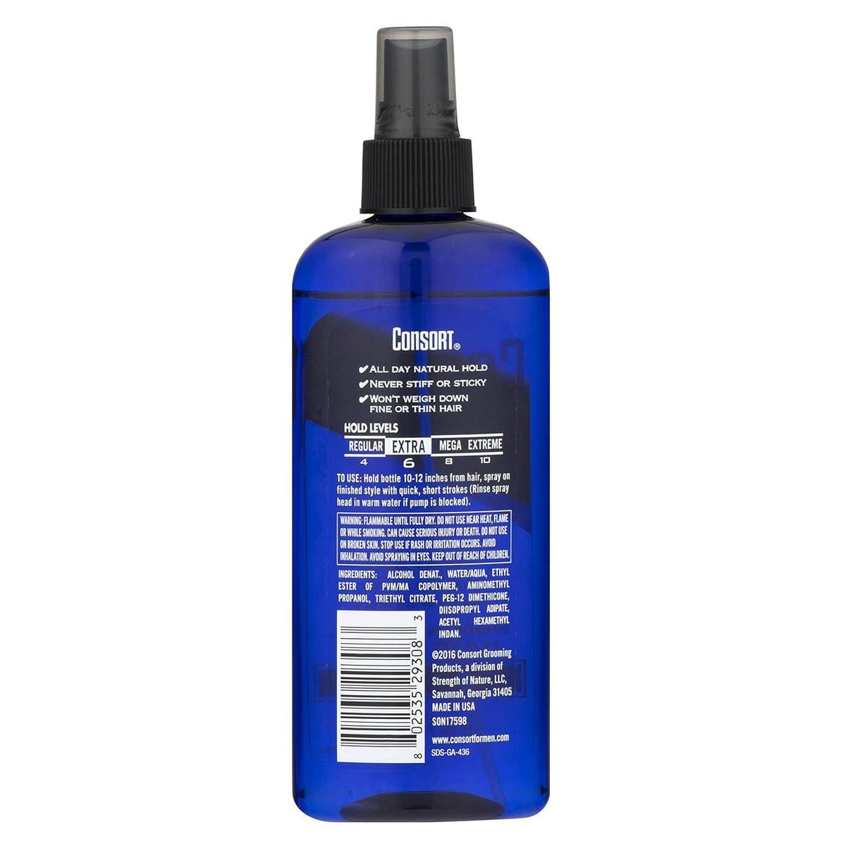 Consort Haarspray für Männer, Extra starker Halt, Duftneutral, Nicht-Aerosol - 8 oz (4er Pack)