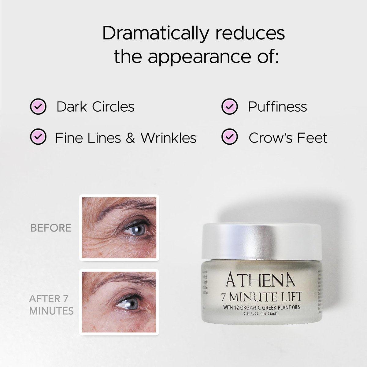 Athena 7 Minute Lift – Bio-Organisches Lifting & Festigungs Serum – Strafft sichtbar Augen, Hals & Gesicht in 7 Minuten – Reduziert Falten & feine Linien