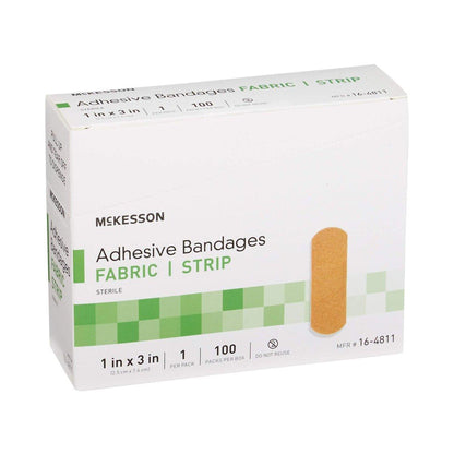 McKesson Pflaster, steril, Stoffstreifen, 1 x 3 Zoll, 100 Stück, 1 Packung