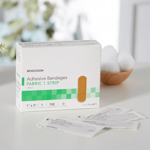 McKesson Pflaster, steril, Stoffstreifen, 1 x 3 Zoll, 100 Stück, 1 Packung