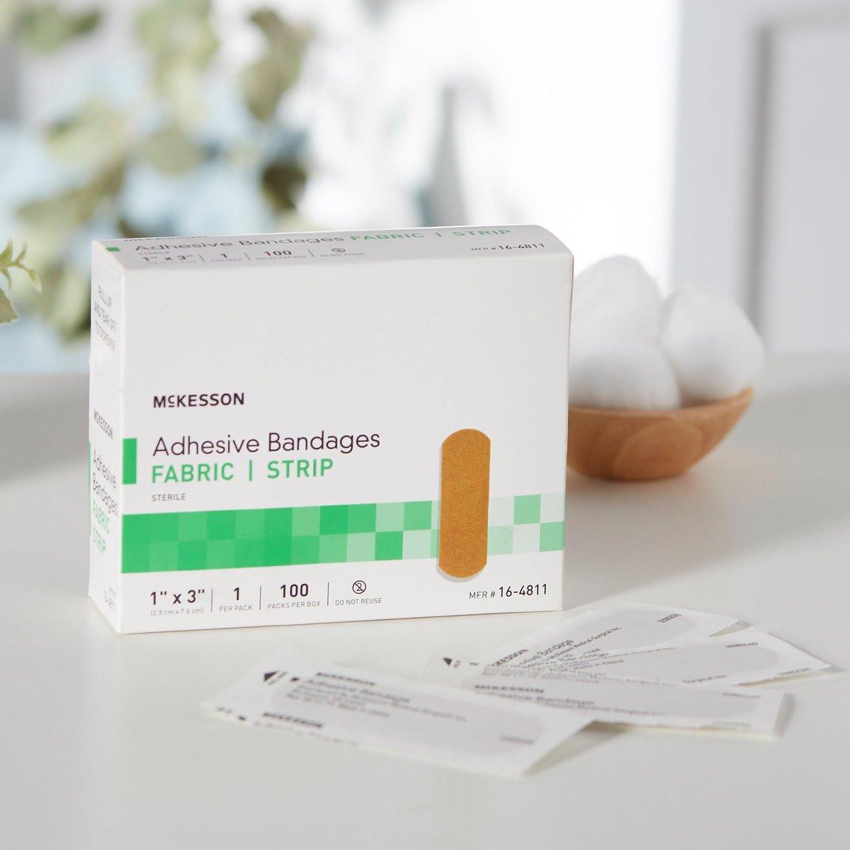 McKesson Pflaster, steril, Stoffstreifen, 1 x 3 Zoll, 100 Stück, 1 Packung