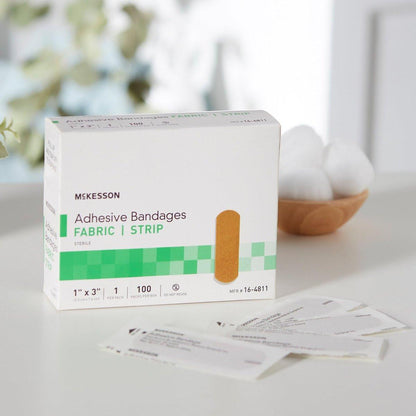 McKesson Pflaster, steril, Stoffstreifen, 1 x 3 Zoll, 100 Stück, 1 Packung