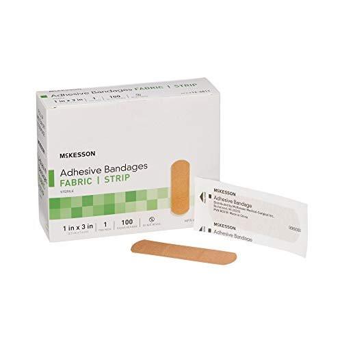 McKesson Pflaster, steril, Stoffstreifen, 1 x 3 Zoll, 100 Stück, 1 Packung