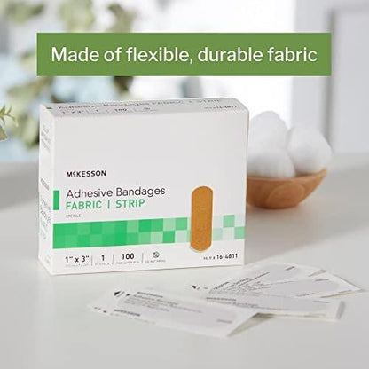 McKesson Pflaster, steril, Stoffstreifen, 1 x 3 Zoll, 100 Stück, 1 Packung
