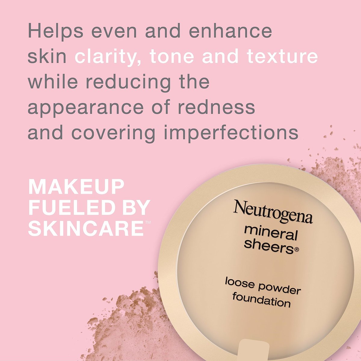 Neutrogena Mineral Sheers Loses Puder-Makeup mit Vitaminen A, C & E, leichte bis mittlere Deckkraft, Hautton-Ausgleicher, Rötungsreduzierer, Farbton Nude 40, 0,19 oz