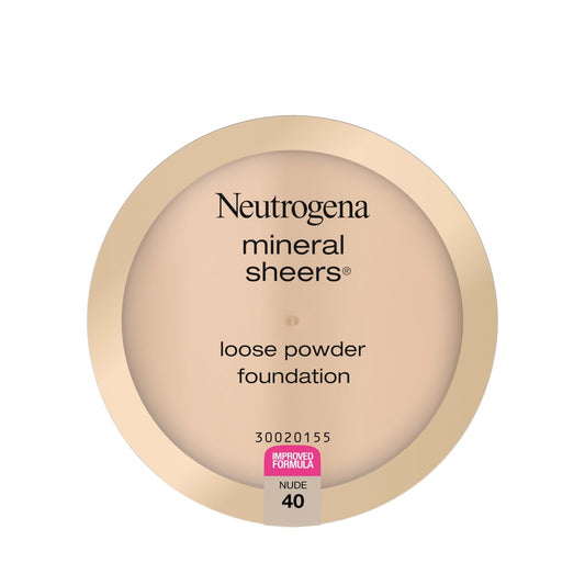 Neutrogena Mineral Sheers Loses Puder-Makeup mit Vitaminen A, C & E, leichte bis mittlere Deckkraft, Hautton-Ausgleicher, Rötungsreduzierer, Farbton Nude 40, 0,19 oz