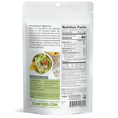 Sunfood Superfoods Bio Maca Pulver für Männer & Frauen - Maca-Wurzelpulver mit Adaptogenen, für Smoothies & andere Rezepte, aus Peru, vegan - 227 g Beutel