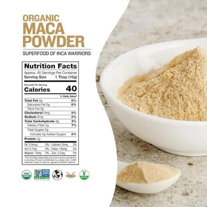 Sunfood Superfoods Bio Maca Pulver für Männer & Frauen - Maca-Wurzelpulver mit Adaptogenen, für Smoothies & andere Rezepte, aus Peru, vegan - 227 g Beutel