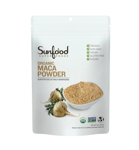 Sunfood Superfoods Bio Maca Pulver für Männer & Frauen - Maca-Wurzelpulver mit Adaptogenen, für Smoothies & andere Rezepte, aus Peru, vegan - 227 g Beutel
