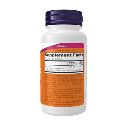 NOW Foods Sun-E™ 400 IE mit d-alpha-Tocopherol aus Non-GMO Sonnenblumenöl, 60 Weichkapseln