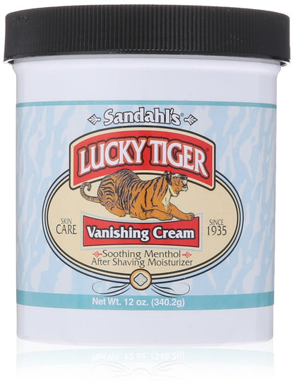 Lucky Tiger Sandahl’s Vanishing Cream (340 g) – Klassische kühlende Aftershave-Lotion für Männer & Feuchtigkeitscreme – Mit Menthol & Pfefferminzöl, schnell einziehend – Beruhigt Rasurbrand & Pickel