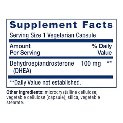 Life Extension DHEA 100 mg – 60 vegane Kapseln für hormonelles Gleichgewicht und Vitalität