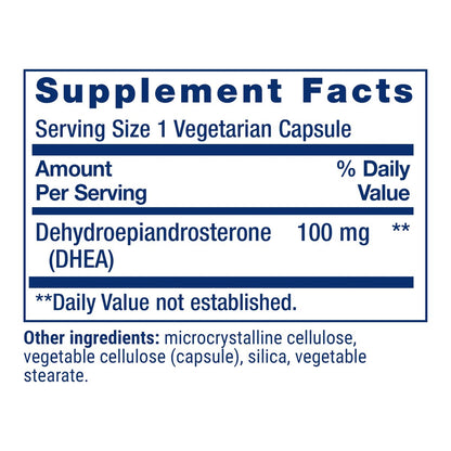 Life Extension DHEA 100 mg – 60 vegane Kapseln für hormonelles Gleichgewicht und Vitalität