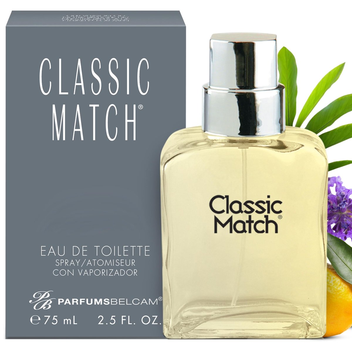 PB ParfumsBelcam Classic Match CM Eau De Toilette Spray – Frischer und eleganter Duft für Männer, holzige und blumige Noten, langanhaltend, Herrencologne für den täglichen Gebrauch, 75 ml