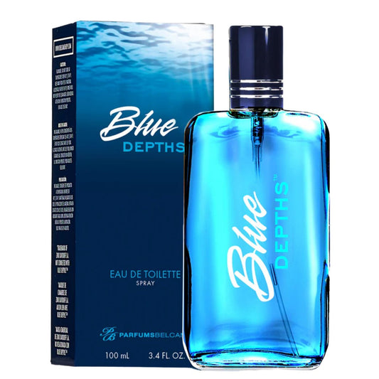 PB ParfumsBelcam Blue Depths Eau de Toilette für Herren – Frischer Aquatischer Duft mit Zitrus, Moschus und Amber – 3,4 Fl Oz