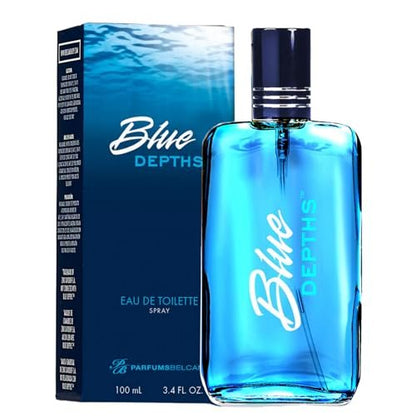 PB ParfumsBelcam Blue Depths Eau de Toilette für Herren – Frischer Aquatischer Duft mit Zitrus, Moschus und Amber – 3,4 Fl Oz