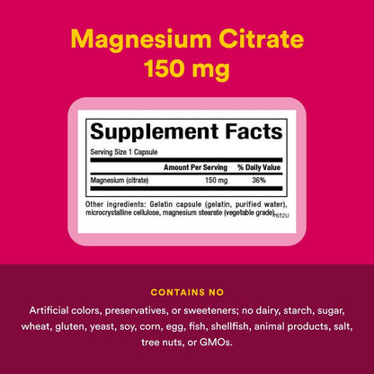 Natural Factors Magnesiumcitrat 150 mg – 180 Kapseln für Muskel- und Herzgesundheit