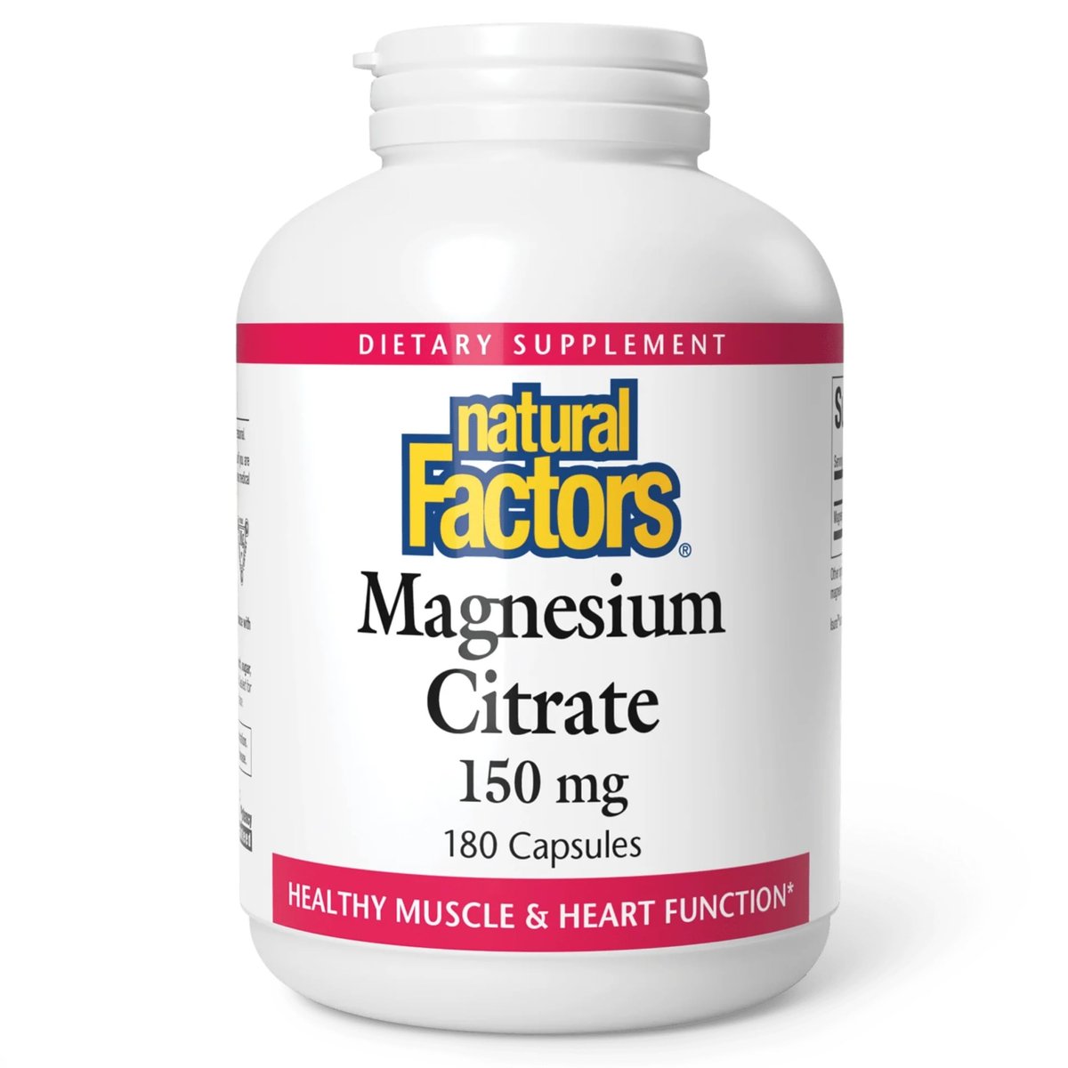Natural Factors Magnesiumcitrat 150 mg – 180 Kapseln für Muskel- und Herzgesundheit